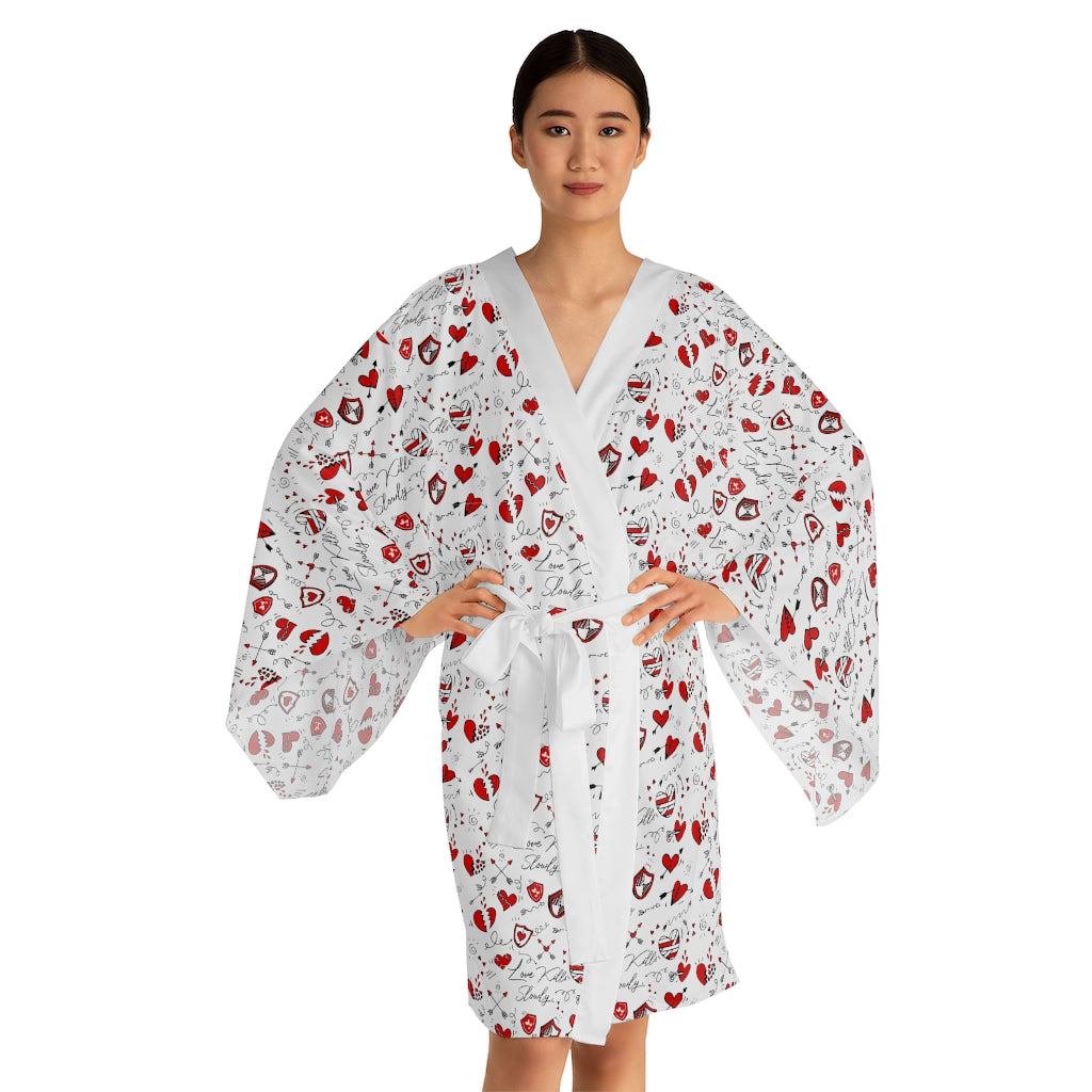 BROKEN HEARTED Long Sleeve Kimono Robe